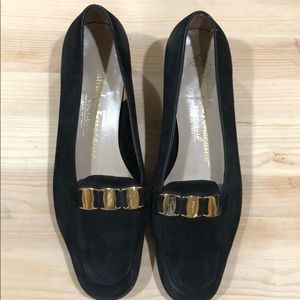 Salvatore Ferragamo Black Suede sz 5.5 Low Heels